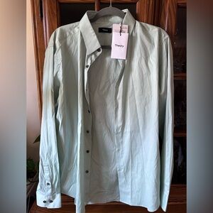 Theory Light Green Button-Up Shirt